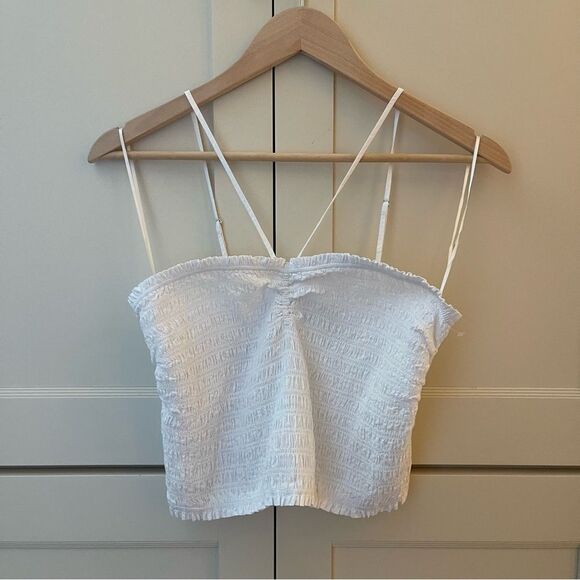 NEW Madewell Poplin Smocked Halter Crop Top size M style NL036 - Picture 2 of 6